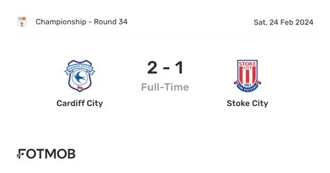 Cardiff City vs Stoke City» Predictions, Odds, Live Score & Stats.